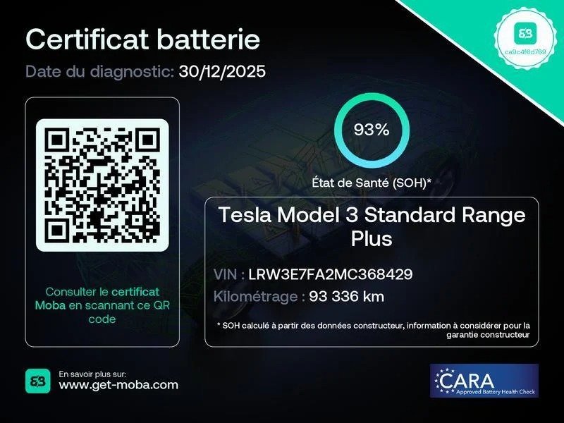
								TESLA Model 3 Autonomie Standard Plus RWD full									